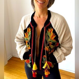 Anthropologie Bohemian Chic Velvet Bomber